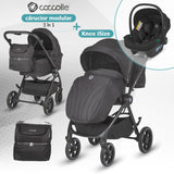 Carucior modular 2in1 Coccolle Serry Jet black+ Scoica auto iSize Coccolle Knox Black