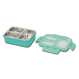 Recipient dreptunghiular pentru alimente Bento din oțel inoxidabil "We Care", turcoaz 800ml