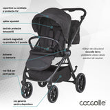 Carucior modular 2in1 Coccolle Serry Jet black+ Scoica auto iSize Coccolle Knox Black