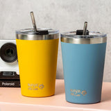 Cana termoizolanta cu pai Nava 450ml albastru