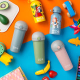 Sticla de plastic cu pai Nava 380ml albastru