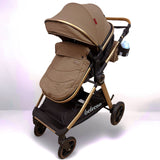 Carucior 2 in 1 Belecoo XID, cu inchidere compacta, 0-36 luni, reversibil brown