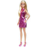 BARBIE FASHIONISTAS PAPUSA BARBIE BLONDA CU ROCHIE ROZ METALIZAT
