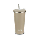 Cana termica cu pai din otel inoxidabil, Nava We care, 500 ml, bej