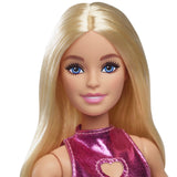 BARBIE FASHIONISTAS PAPUSA BARBIE BLONDA CU ROCHIE ROZ METALIZAT