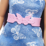 PAPUSA BARBIE FASHIONISTA CU PARUL MOV SI ROCHITA CU FLUTURASI