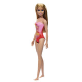 PAPUSA BARBIE BLONDA CU COSTUM DE BAIE ROZ LA PISCINA