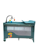 Patut pentru bebelusi cu baldachin,BBDP01 , laterala pliabila cu masa de infasat si carusel ,ALBASTRU