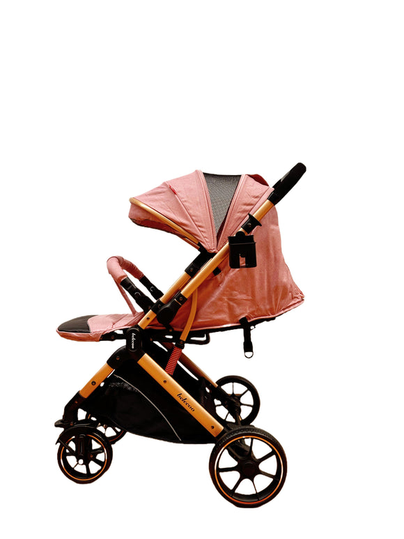 Carucior sport Belecoo,  cu maner reversibil , pozitie somn, pliere tip troller, max 15 kg, 6-36 luni, BBDB1, ROZ
