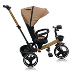 Tricicleta pentru copii, muzicala,cu pozitie de somn si scaunel reversibil, Bej Inchis