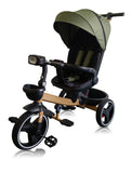 Tricicleta pentru copii, muzicala,cu pozitie de somn si scaunel reversibil, VERDE ARMI