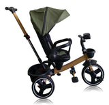 Tricicleta pentru copii, muzicala,cu pozitie de somn si scaunel reversibil, VERDE ARMI