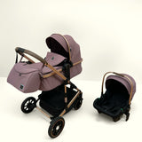 Carucior 3 in 1, Kidilo, cu suspensii, Geanta termica pentru accesorii si salteluta, Landou reversibil, Cadru aluminiu, BBDA10PURPLE