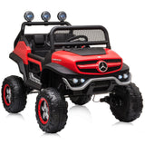 Masinuta electrica Chipolino OffRoad Mercedes Unimog cu scaun din piele si roti EVA red