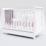 Patut copii din lemn Hubners Mira 120x60 cm alb cu sertar