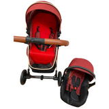 Carucior Teknum 3 in 1 , 0-36 luni, transformabil, reversibil, ultrapliabil, usor si practic cu roti cauciuc, culoare ROSU, BBD508PR