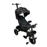 Tricicleta pentru copii, cu pozitie de somn si scaunel tip scoica reversibil,  culoare negru/auriu, BBD6017NA