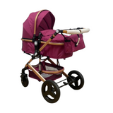 Carucior Belecoo 3 in 1 cu suspensii si roti cauciuc plin, reversibil, accesorizat culoare MOV, BBD530WM