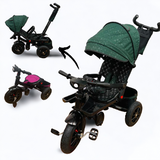 Tricicleta roti cauciuc plin, cu pozitie somn, scaun rotativ, muzica si lumini,culoare  VERDE SMARALD, BBD5299VS