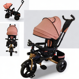 Tricicleta cu pozitie de somn, scaun rotativ si muzica distractiva, Roz Somon 5099NWRZ