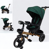 Tricicleta pentru copii, muzicala,cu pozitie de somn si scaunel reversibil, VERDE SMARALD