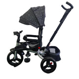 Tricicleta cu pozitie de somn, scaun rotativ si muzica distractiva, GRI CU STELE