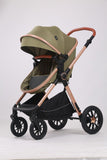 Carucior 3 in 1 Kidilo H2D+C Premium cu Landou, Parte Sport si Scoica Auto, Include saculet de picioare, Geanta pentru parinti, Sustine 22 kg, Olive
