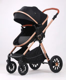 Carucior 3 in 1,Kidilo Marina BBD T5, Transformabil, Maner reversibil,  Cadrul aluminiu, Cu landou si salteluta moale, Include saculet de picioare, Geanta pentru parinti, Sustine 22 kg, Negru