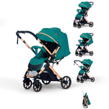 Carucior sport Belecoo,  cu maner reversibil , pozitie somn, pliere tip troller, max 15 kg, 6-36 luni, BBDB1, VERDE SALVIE