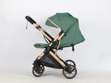 Carucior sport Belecoo,  cu maner reversibil , pozitie somn, pliere tip troller, max 15 kg, 6-36 luni, BBDB1, VERDE SALVIE