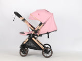 Carucior sport Belecoo,  cu maner reversibil , pozitie somn, pliere tip troller, max 15 kg, 6-36 luni, BBDB1, ROZ