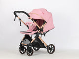 Carucior sport Belecoo,  cu maner reversibil , pozitie somn, pliere tip troller, max 15 kg, 6-36 luni, BBDB1, ROZ