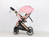 Carucior sport Belecoo,  cu maner reversibil , pozitie somn, pliere tip troller, max 15 kg, 6-36 luni, BBDB1, ROZ