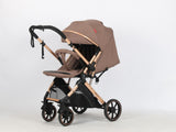 Carucior sport Belecoo,  cu maner reversibil , pozitie somn, pliere tip troller, max 15 kg, 6-36 luni, BBDB1, COFFEE