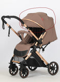 Carucior sport Belecoo,  cu maner reversibil , pozitie somn, pliere tip troller, max 15 kg, 6-36 luni, BBDB1, COFFEE