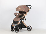 Carucior sport Belecoo,  cu maner reversibil , pozitie somn, pliere tip troller, max 15 kg, 6-36 luni, BBDB1, COFFEE