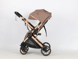 Carucior sport Belecoo,  cu maner reversibil , pozitie somn, pliere tip troller, max 15 kg, 6-36 luni, BBDB1, COFFEE