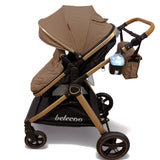 Carucior 2 in 1 Belecoo XID, cu inchidere compacta, 0-36 luni, reversibil brown