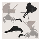 Adaptor universal carucior pentru al doilea copil, Lionelo, Buggy Board, 2 in 1, 3 pozitii reglare sezut pe inaltime, Platforma antiderapanta, Roti cu lumini colorate, Sustine 25 kg, Negru