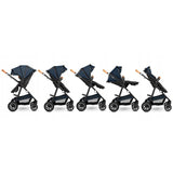 Carucior 3 in 1, Lionelo, Amber, Cadru aluminiu, Cu landou intarit si salteluta moale, Cu scoica auto testata ADAC, Reversibil, Cu accesorii, Geanta parinti, Pana la 22 kg, Albastru