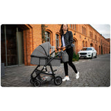 Carucior 3 in 1, Lionelo, Amber, Cadru aluminiu, Cu landou intarit si salteluta moale, Cu scoica auto testata ADAC, Reversibil, Cu accesorii, Geanta parinti, Pana la 22 kg, Albastru