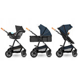 Carucior 3 in 1, Lionelo, Amber, Cadru aluminiu, Cu landou intarit si salteluta moale, Cu scoica auto testata ADAC, Reversibil, Cu accesorii, Geanta parinti, Pana la 22 kg, Albastru