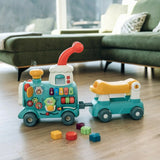 Antemergator 5 in 1 Magic Train, Free2Move, Cu diverse activitati de joaca, Panou Educational, Efecte sonore si luminoase, Green