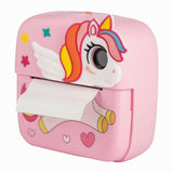 Aparat foto copii cu printare instant, Free2Play, Camere duale fata-spate, Cadre distractive, Cu 6 filtre, Unicorn