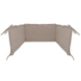Aparatoare pentru patut, MimiNu, Cu volanase, Din bumbac certificat Oeko Tex Standard 100, 180x30 cm, Cu panglici, Colectia Royal, Mocha