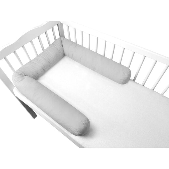 Aparatoare pentru patut, MimiNu, Tip rulou, Cu husa detasabila, Lungime 180 cm, Din bumbac certificat Oeko Tex Standard 100, Colectia Royal, Grey