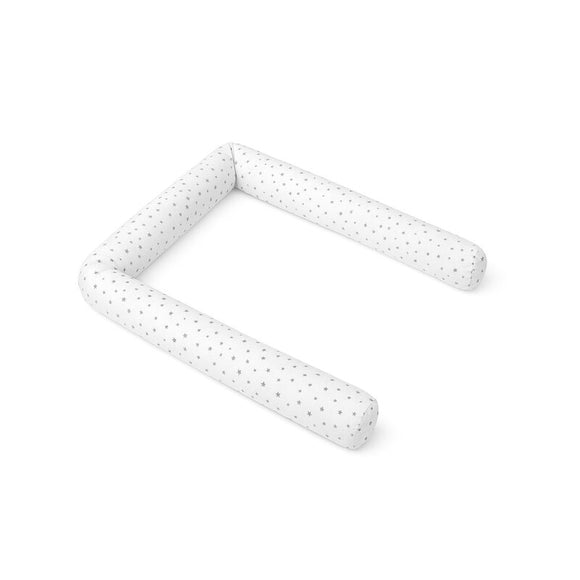 Aparatoare pentru patut, MimiNu, Tip rulou, Cu husa detasabila, Lungime 180 cm, Din bumbac certificat Oeko Tex Standard 100, Mini Gray Stars