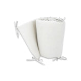 Aparatoare pentru patut, Qmini, Din muselina dubla, 180x30 cm, Din material certificat Oeko Tex Standard 100, Cu panglici, Cream