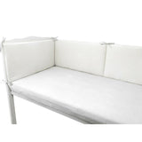 Aparatoare pentru patut, Qmini, Din muselina dubla, 180x30 cm, Din material certificat Oeko Tex Standard 100, Cu panglici, Cream