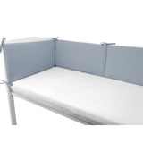 Aparatoare pentru patut, Qmini, Din muselina dubla, 180x30 cm, Cu panglici, Material certificat Oeko Tex Standard 100, Jeans